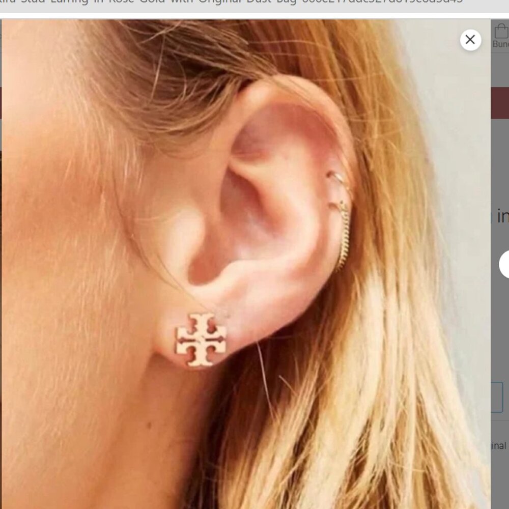 Tory Burch Kira Stud Earring in Rose Gold with Original Dust Bag